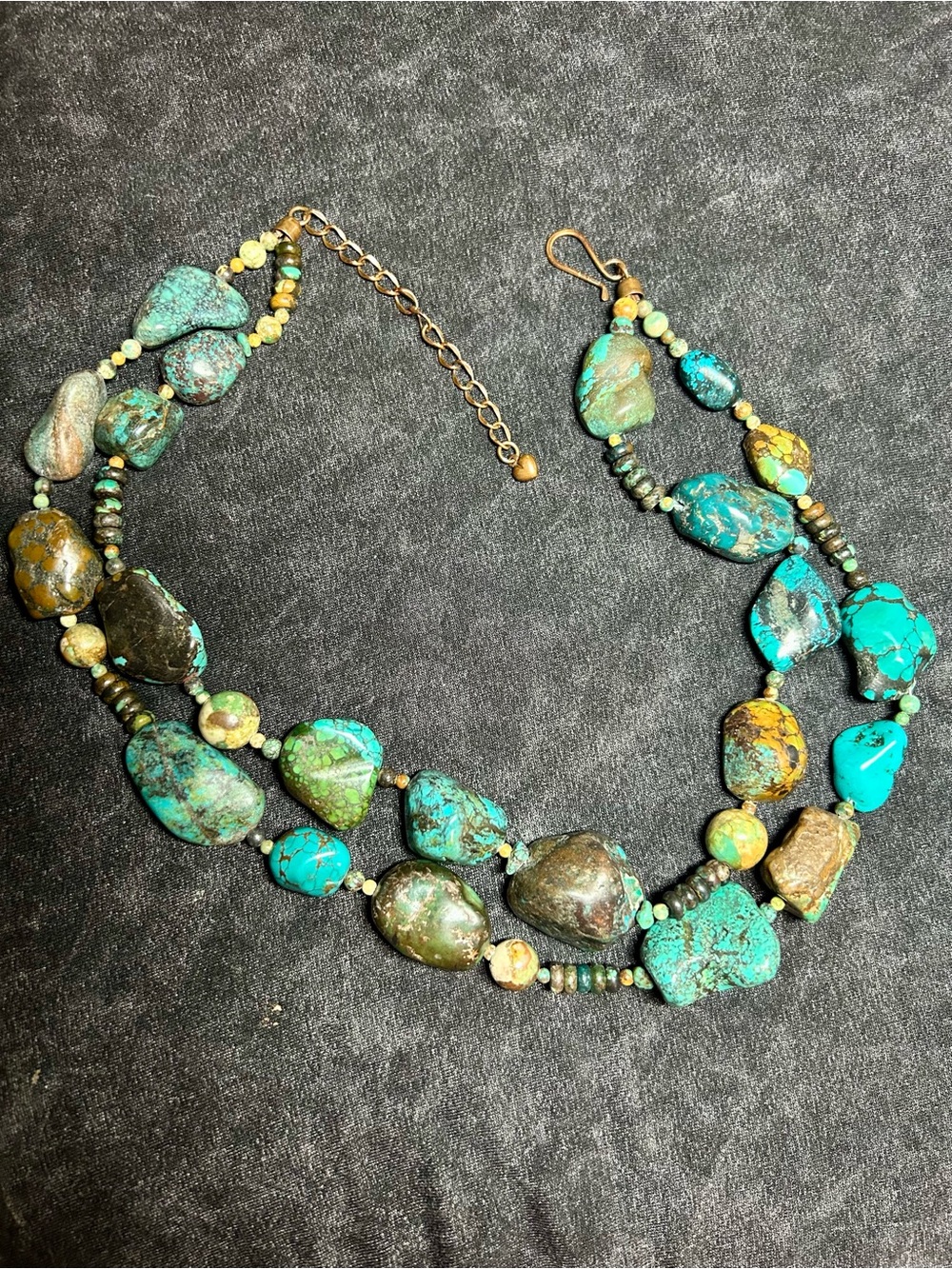 Big, Heavy Nugget Kingman, Royston, Sonoran, Cripple Cr, #8, Turquoise Necklace